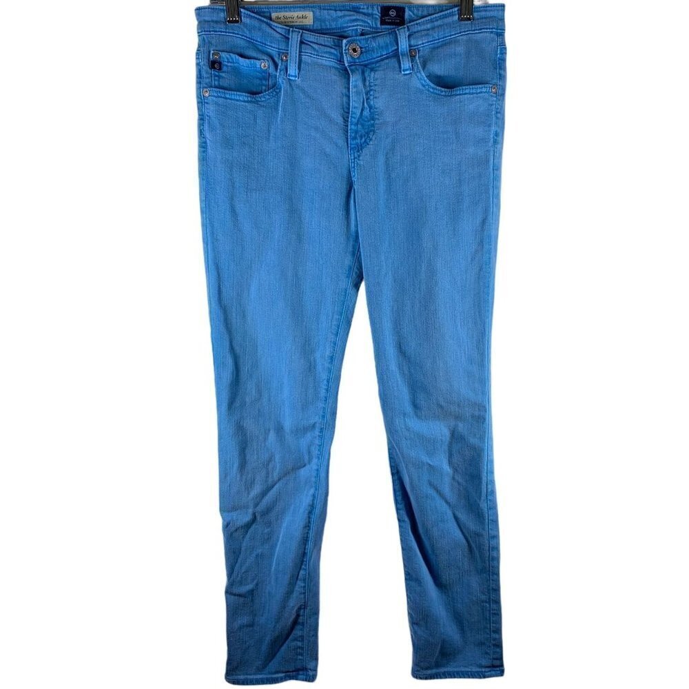 AG THE STEVIE Bright Sky Blue Ankle Slim Straight Straight Leg Jeans Size 29R
